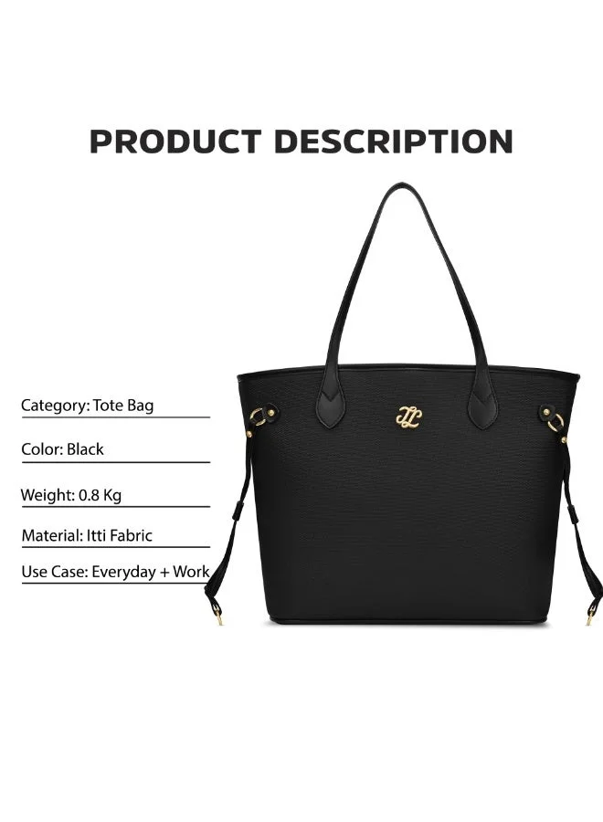 Lavie  Signature Canva Laptop Tote (Black)  | Best Price UAE